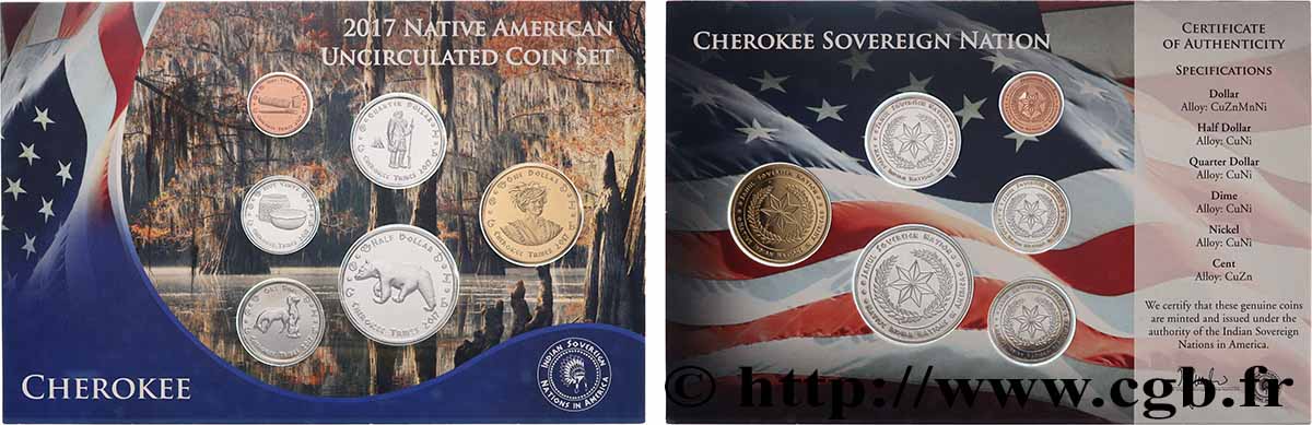 STATI UNITI D&nbsp;AMERICA - Tribù Indiane Série de 6 monnaies Cherokee 2017  FDC 