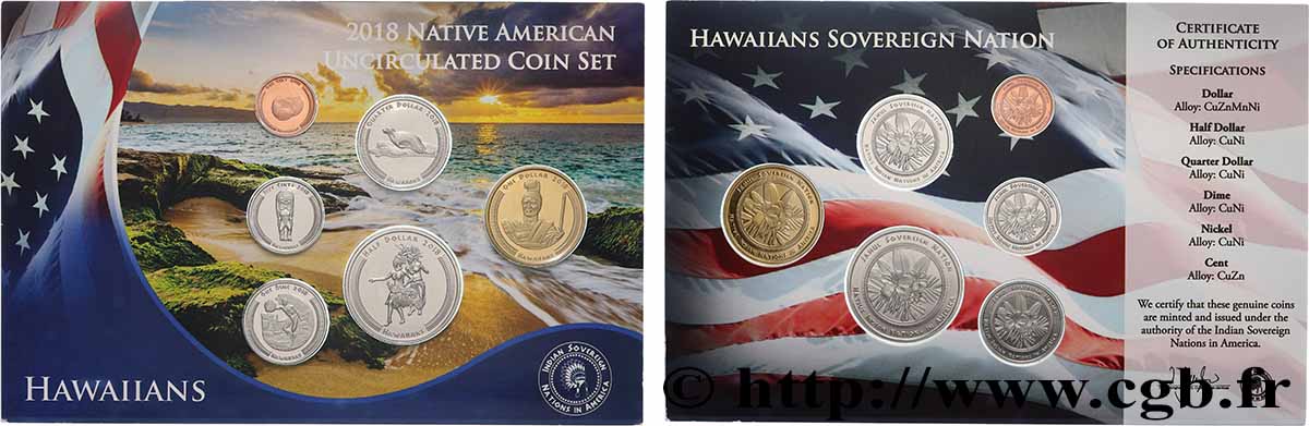 ÉTATS UNIS D&nbsp;AMÉRIQUE - Tribus Amérindiennes Série de 6 monnaies Hawaiians 2018  FDC 
