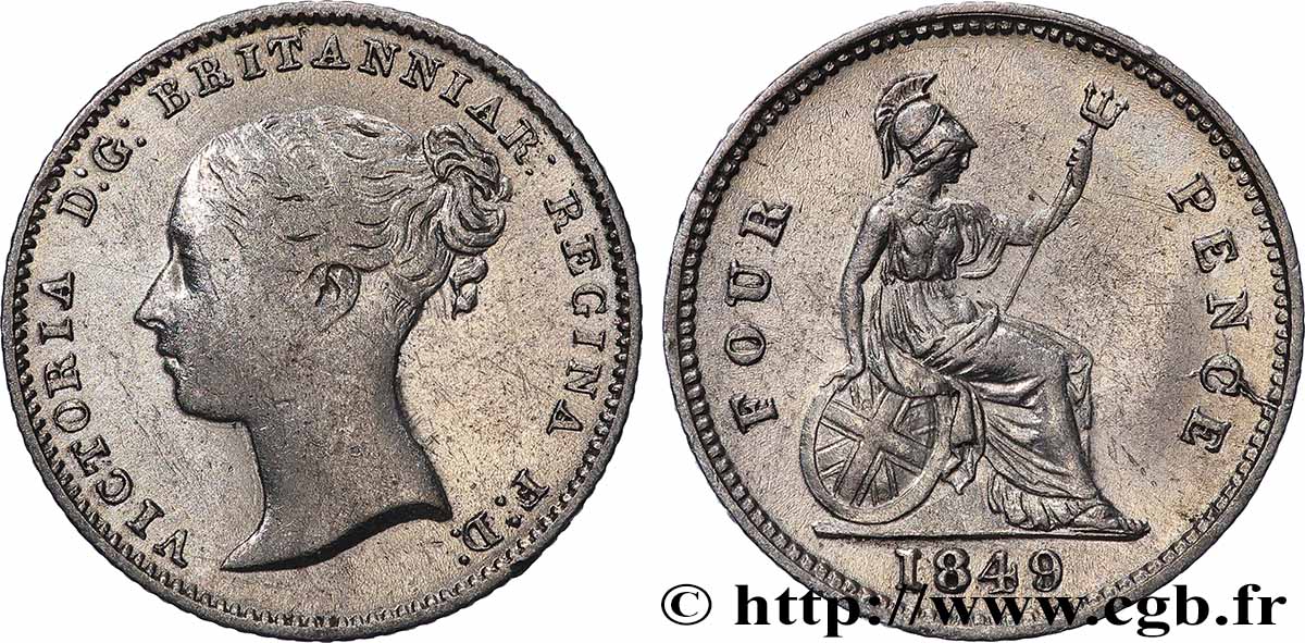 REGNO UNITO 4 Pence ou groat Victoria 1849 Londres BB/q.SPL 
