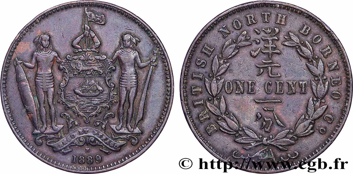 MALAYSIA - BORNEO SETTENTRIONALE BRITANNICO 1 Cent 1889 Birmingham BB 
