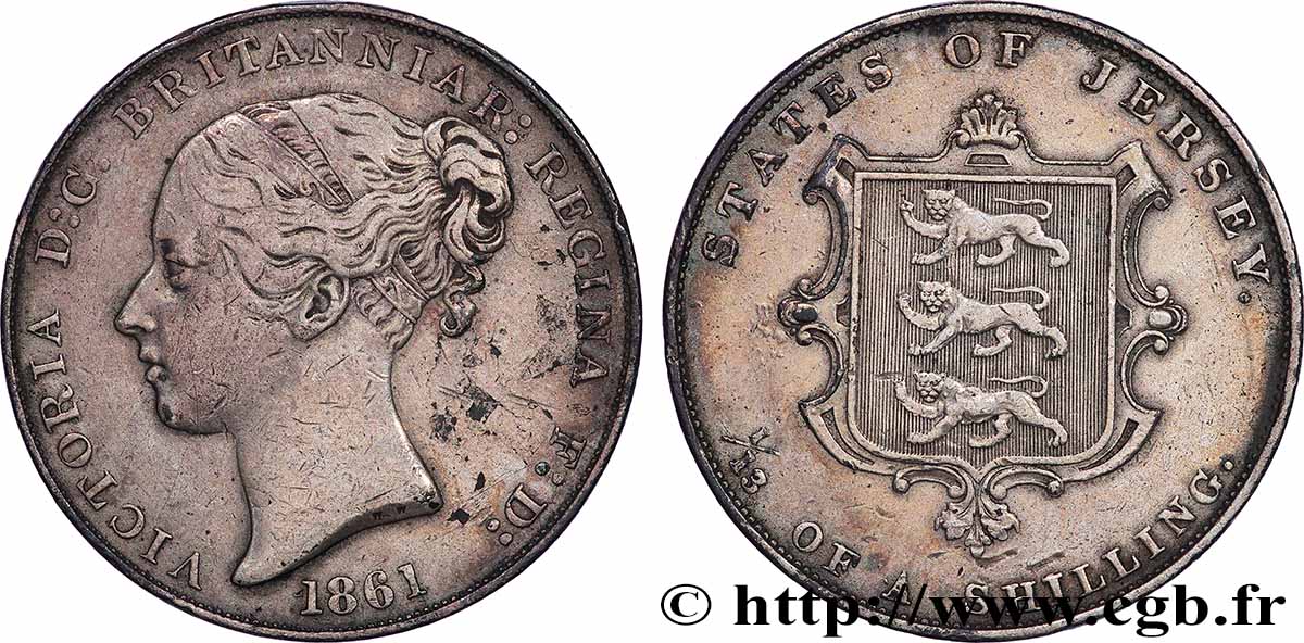 JERSEY 1/13 Shilling Reine Victoria 1861  TTB 