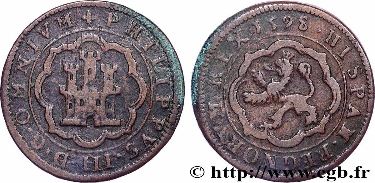 SPAIN - KINGDOM OF SPAIN - PHILIP III 8 Maravedis 1598 Ségovie XF 
