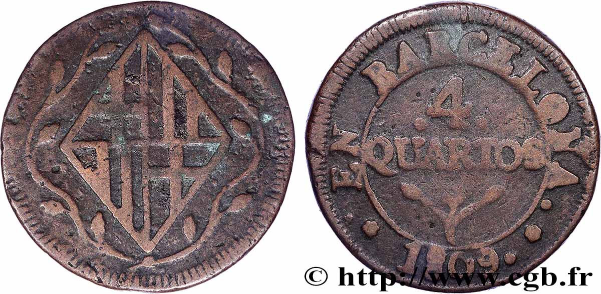 SPAIN - FRENCH OCCUPATION OF BARCELONA 4 Quartos 1809  BB 