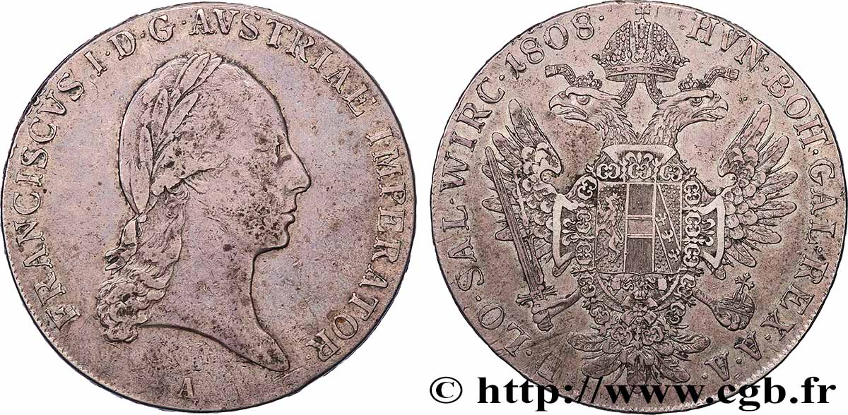 AUSTRIA - FRANCIS OF AUSTRIA Thaler 1808 Vienne VF 
