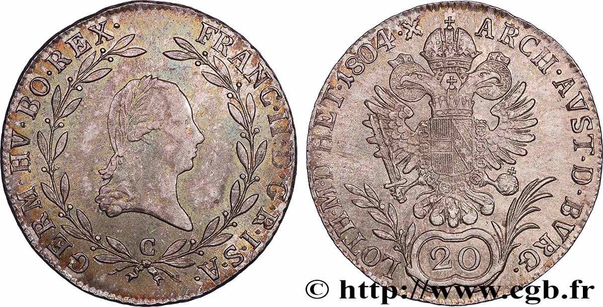 AUSTRIA 20 Kreuzer François II 1804 Prague AU 