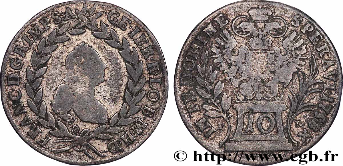 AUSTRIA 10 Kreuzer François Ier 1758 Prague VF 