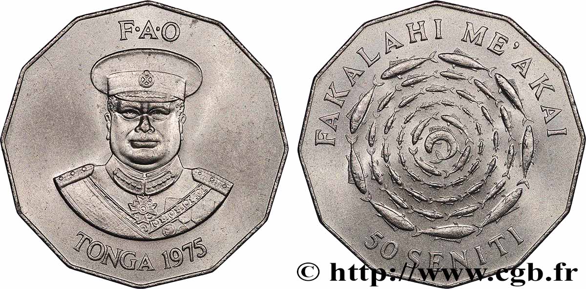 TONGA 50 Seniti série FAO  1975 Canberra fST 