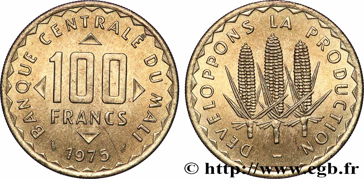 MALI 100 Francs épis de mais 1975 Paris AU 