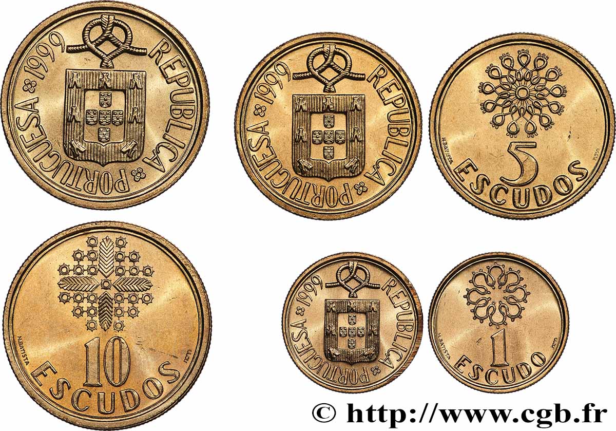 PORTUGAL Lot 1, 5 et 10 Escudos 1999 Lisbonne MS 