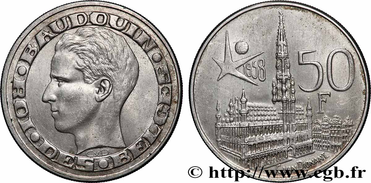 BELGIO 50 Francs Exposition Universelle de Bruxelles - légende française 1958 Bruxelles SPL 