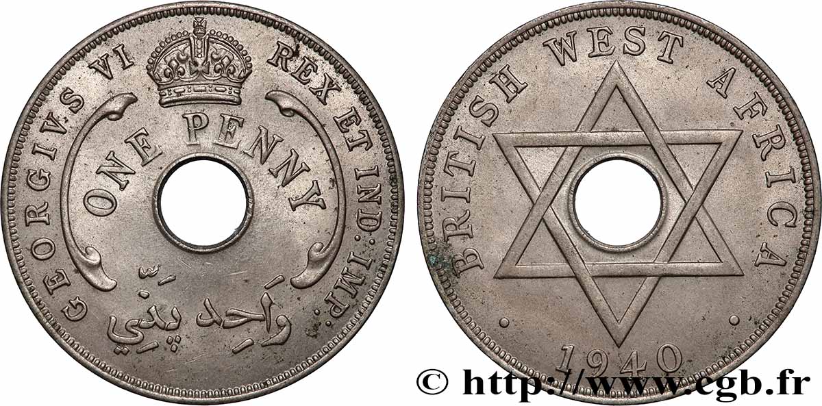 AFRICA DI L&nbsp;OVEST BRITANNICA 1 Penny Georges VI 1940 Londres SPL 
