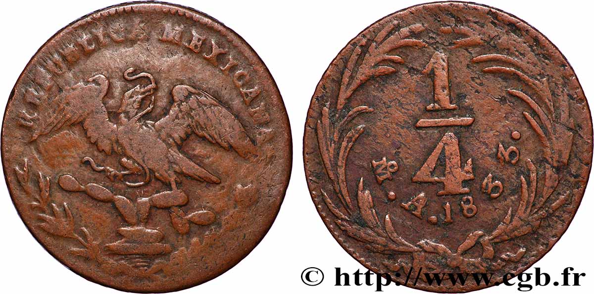 MESSICO 1/4 Real Aigle 1833 Mexico q.BB 