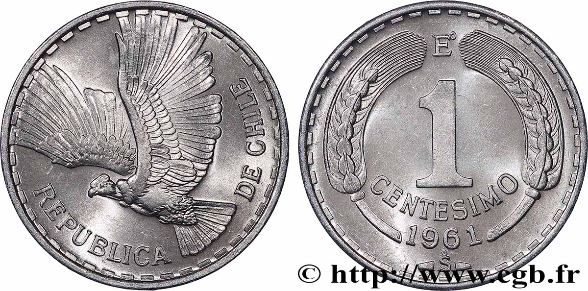 CILE 1 Centesimo condor 1961 Santiago - S° MS 