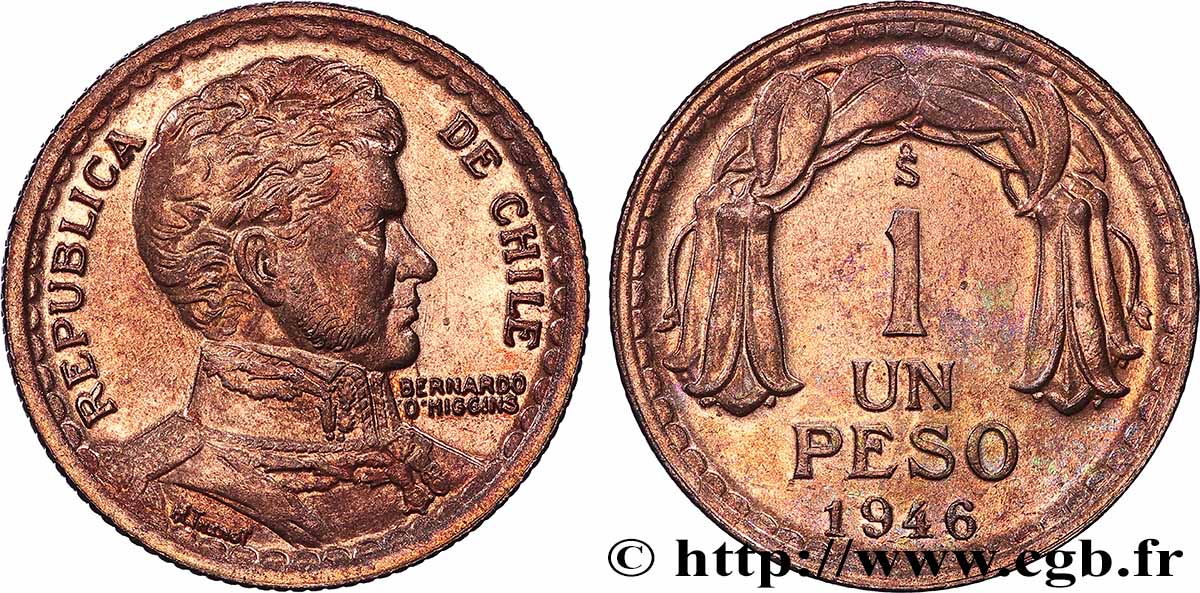 CHILE 1 Peso 1946 Santiago MS 