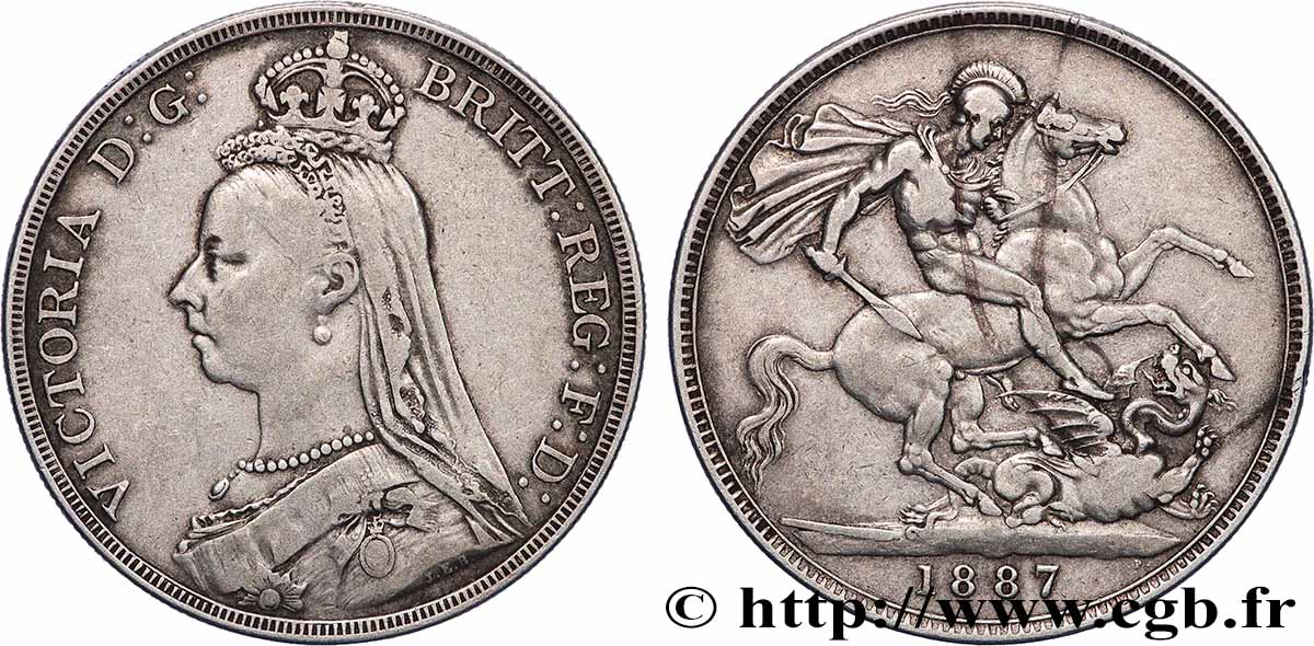 GREAT-BRITAIN - VICTORIA 1 Crown buste du jubilé 1887  XF 