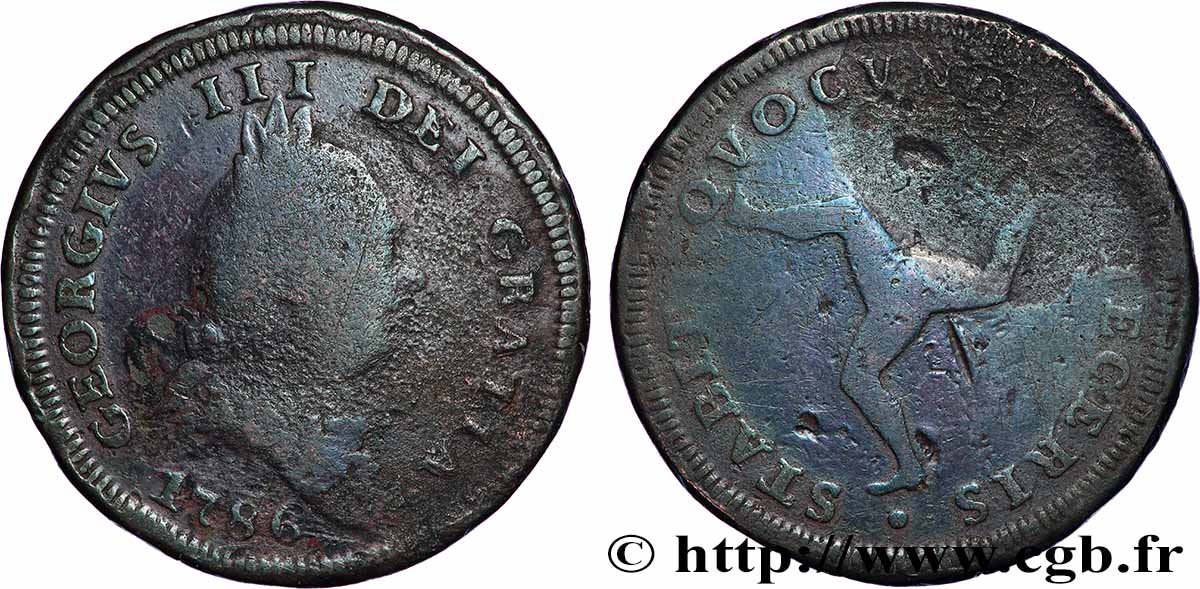 ISLE OF MAN 1 Penny Georges III 1786  F 