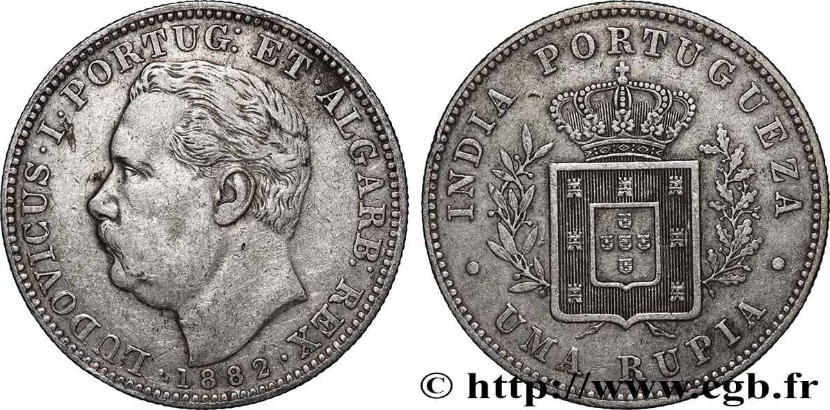 PORTUGIESISCH-INDIEN 1 Rupia (Roupie) Louis Ier 1882 Lisbonne SS 