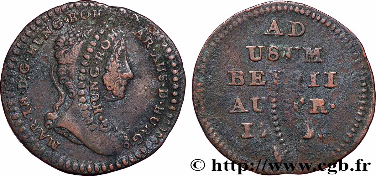 BELGIUM - AUSTRIAN NETHERLANDS 1 Liard Marie-Thérèse, double frappe n.d. Bruges XF 