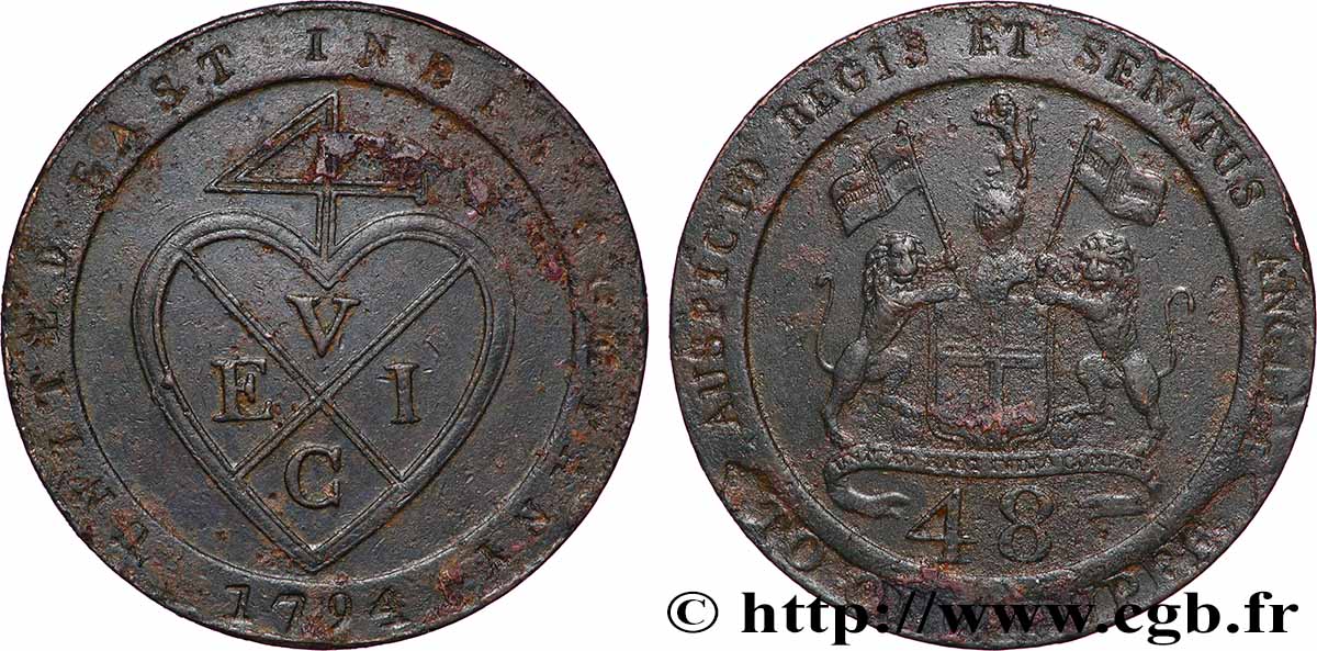 BRITISCH-INDIENS -  BRITISCHEN-OSTINDIEN-KOMPANIE - PRÄSIDENTSCHAFT BOMBAY 1/48 de roupie  1794 Soho SS 