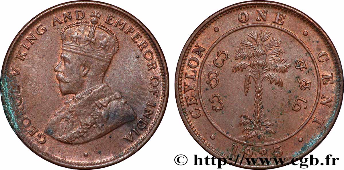 CEYLAN 1 Cent Georges V 1925  SUP 