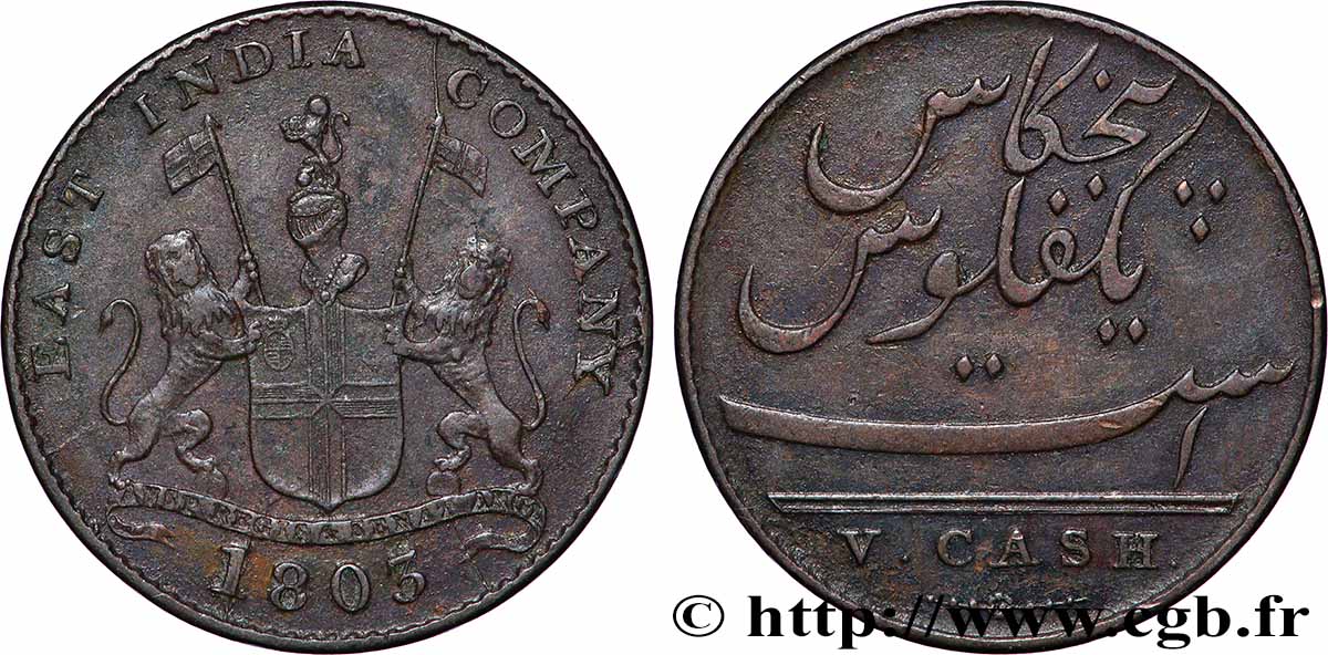 INDIA V (5) Cash Madras East India Company 1803 Madras BB 