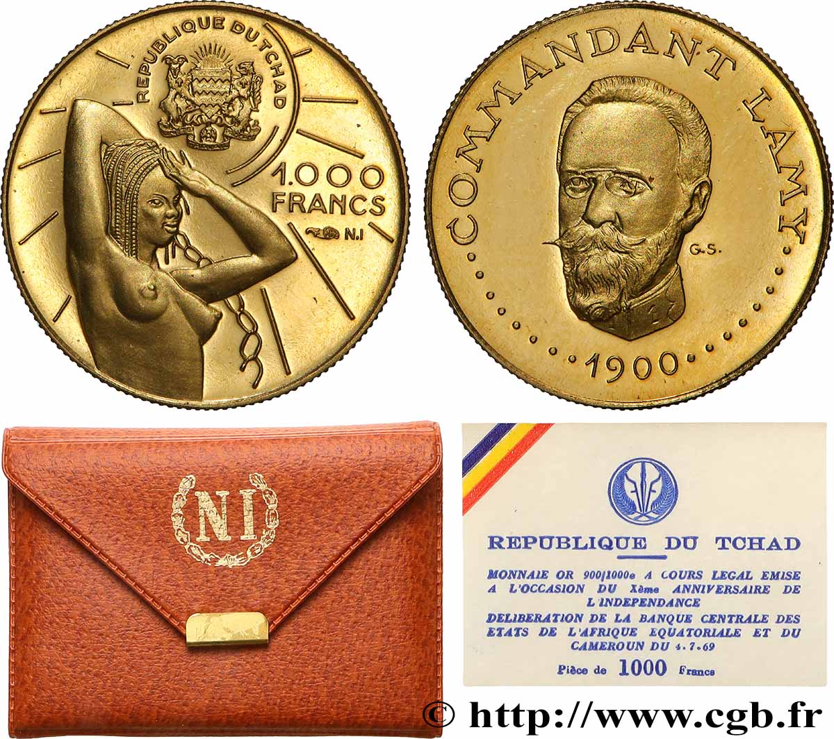 TSCHAD 1000 Francs Commandant Lamy 1970 Paris fST 