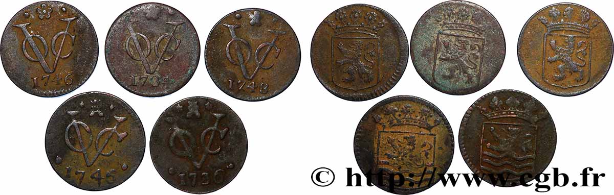 NIEDERLÄNDISCH-INDIEN Lot de 5 x 1 Duit Années diverses  SS 