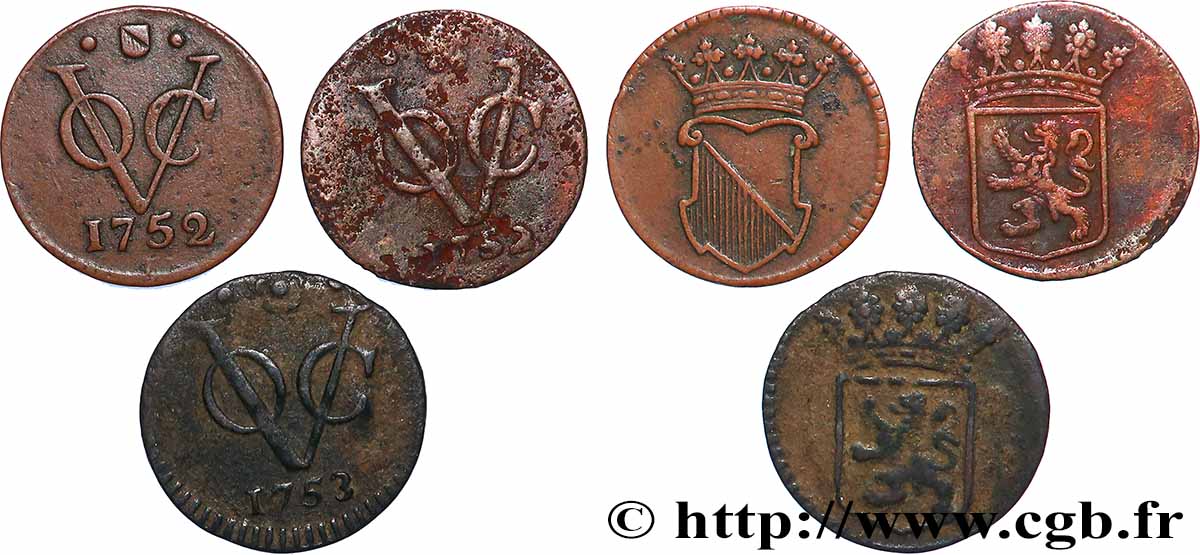 INDES NEERLANDAISES Lot 3 x 1/2 Duit Années Diverses  TTB 