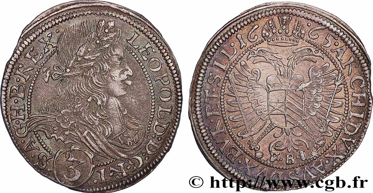 KINGDOM OF BOHEMIA - LEOPOLD I 3 Kreuzer Léopold Ier (Silésie) 1669 Breslau AU 