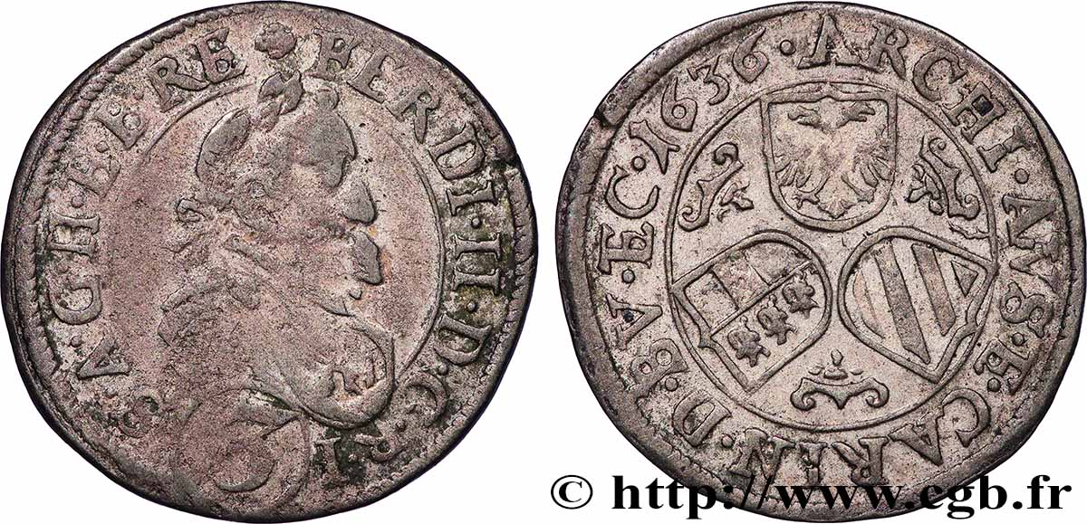 ÖSTERREICH – STIERMARKTE – FERDINAND II. 3 Kreuzer 1636 Graz fSS 