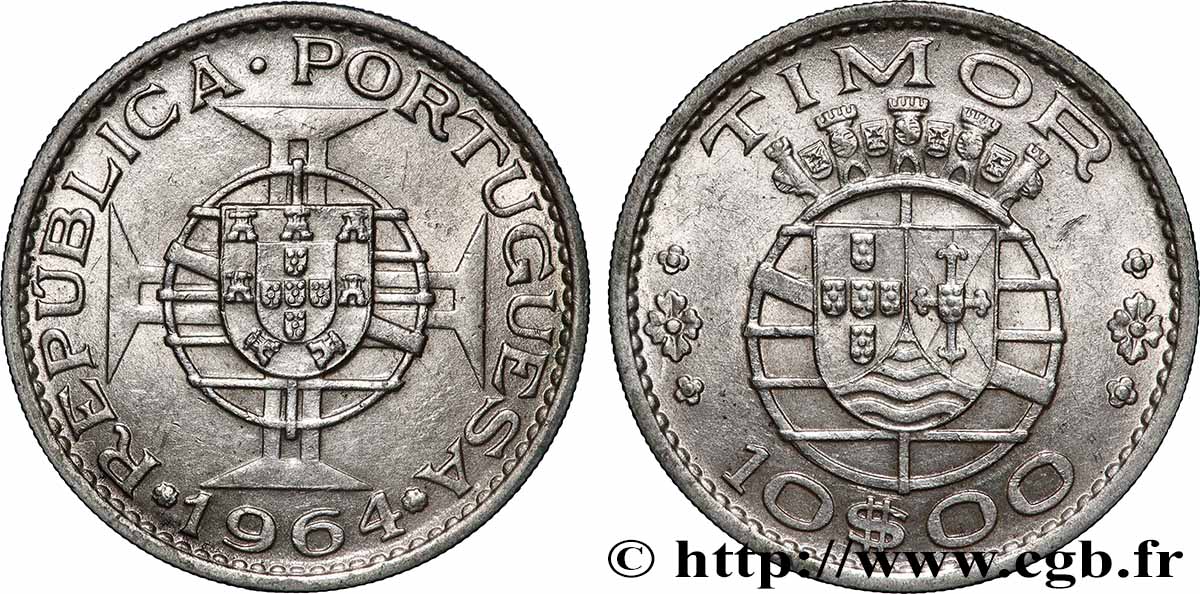 TIMOR 10 Escudos Colonie Portugaise 1964 Lisbonne AU 
