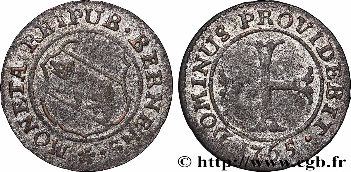 SWITZERLAND - CANTON OF BERN 1 Kreuzer - Canton de Berne ours 1765 Berne VF 
