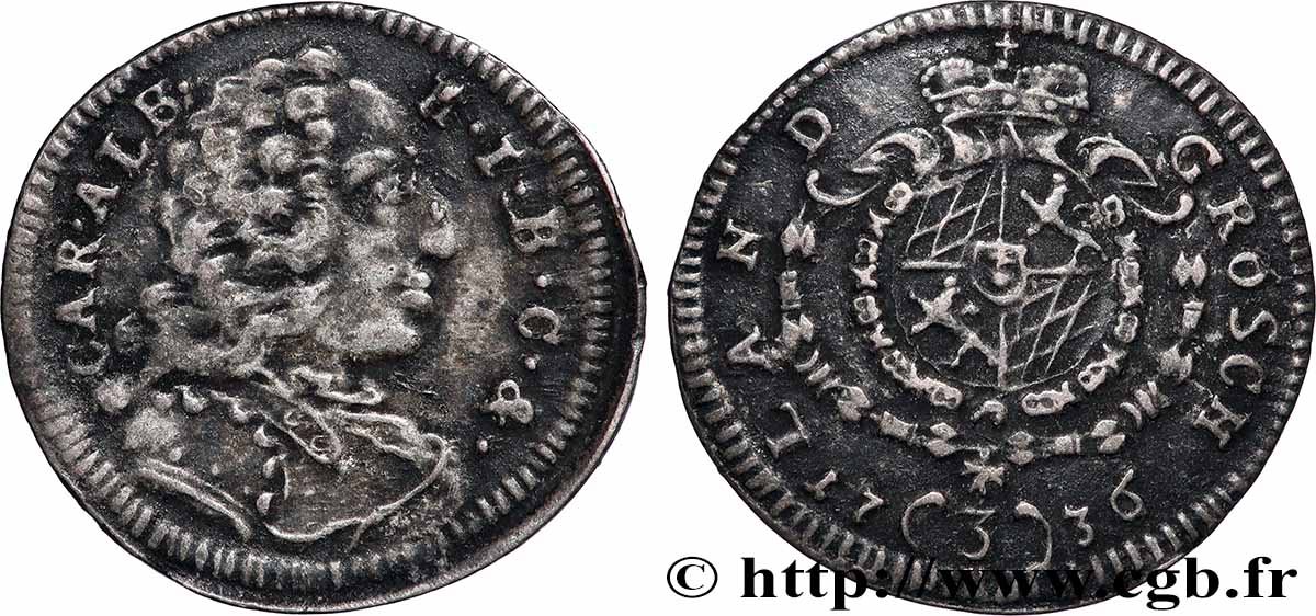 ALLEMAGNE - ÉLECTORAT DE BAVIÈRE - CHARLES-ALBERT 3 Kreuzer Charles-Albert 1736 Munich TB+ 