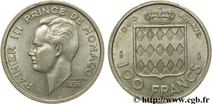 MONACO 100 Francs Rainier III / écu 1956 Paris AU 