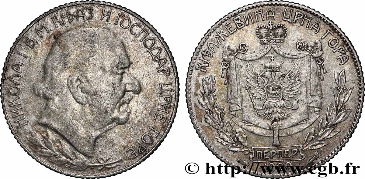 MONTENEGRO - KÖNIGREICH MONTENEGRO - NIKOLA I. 1 Perper Nicolas Ier 1909 Paris SS 