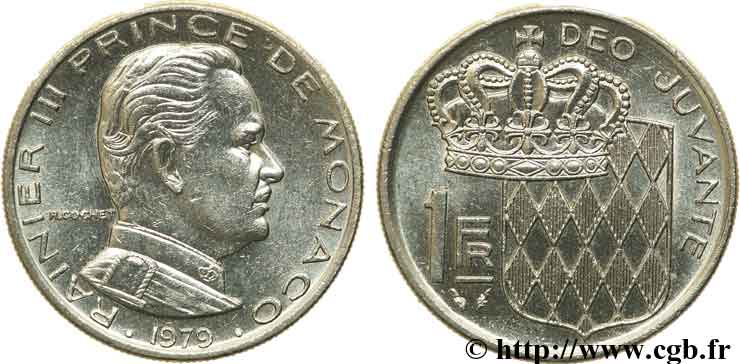 MONACO 1 Franc Rainier III / écu couronné 1979 Paris EBC 