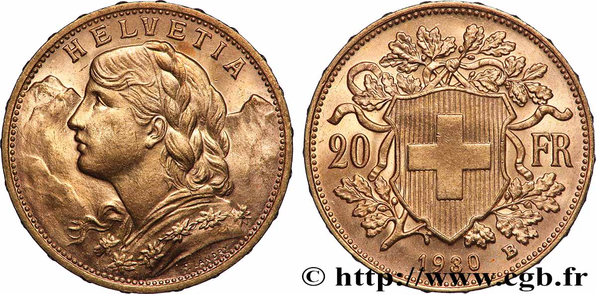 OR, PALLADIUM ET PLATINE INVESTISSEMENT 20 Francs &nbsp;Vreneli&nbsp; 1930 Berne SUP 