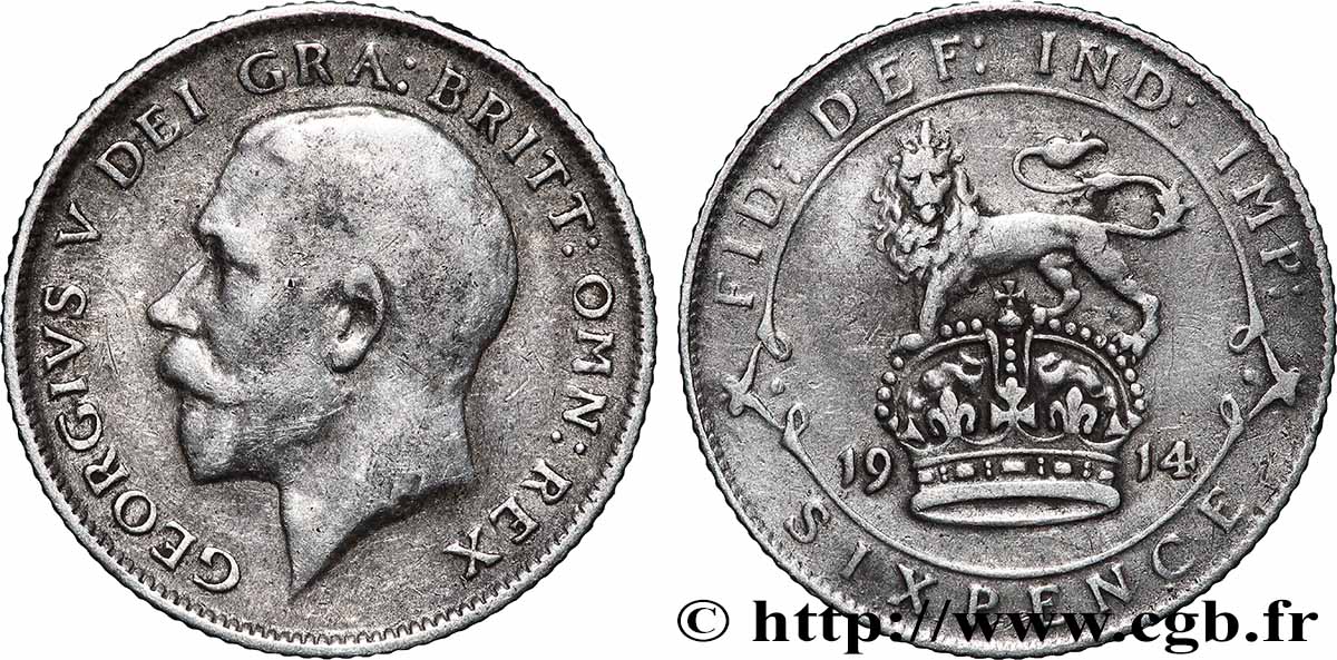 VEREINIGTEN KÖNIGREICH 6 Pence Georges V 1914 Londres fSS 