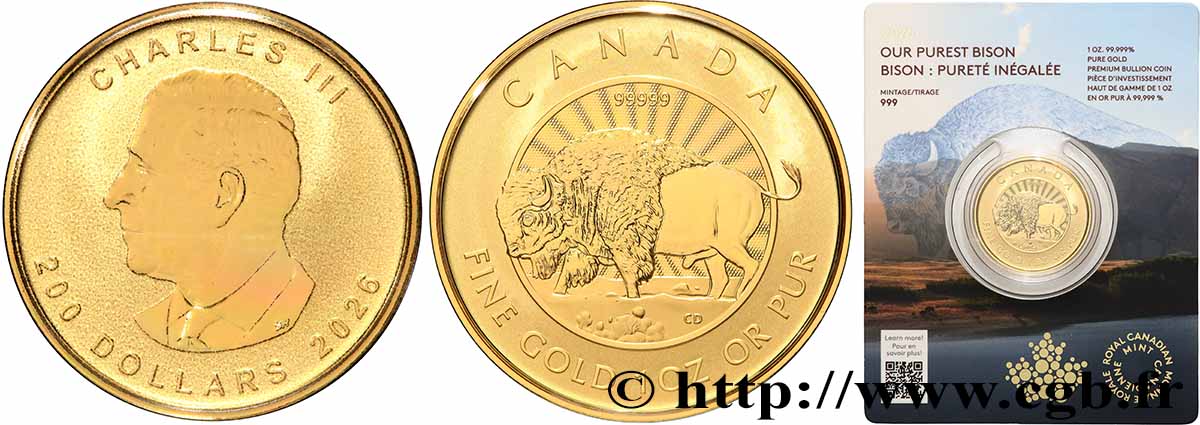 GOLD, PALLADIUM & PLATINUM INVESTMENT 1 Oz - 200 Dollars or Bison 2026  MS 