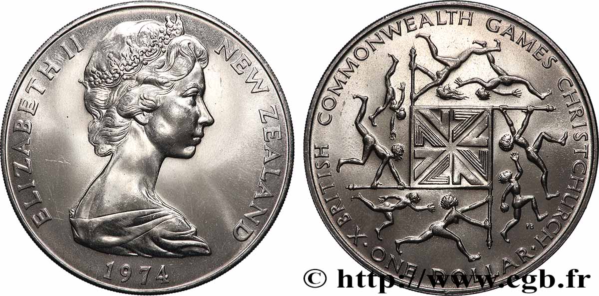 NEW ZEALAND 1 Dollar Elisabeth II / 10e jeux du Commonwealth à Christchurch 1974  MS 