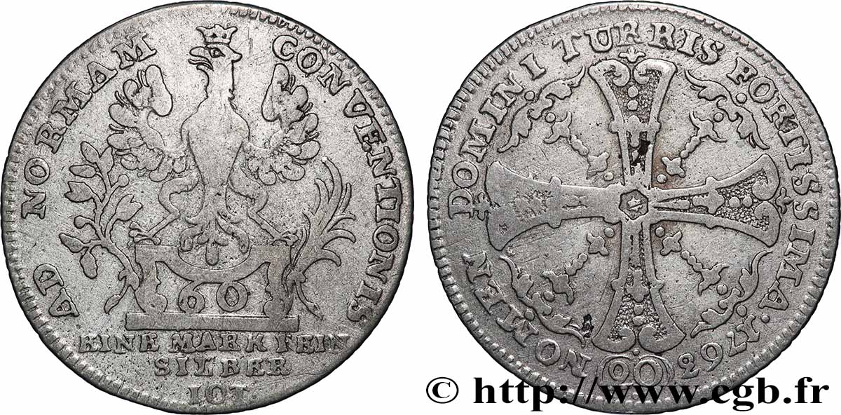 ALLEMAGNE - VILLE DE FRANCFORT 20 Kreuzer 1763  TB+ 