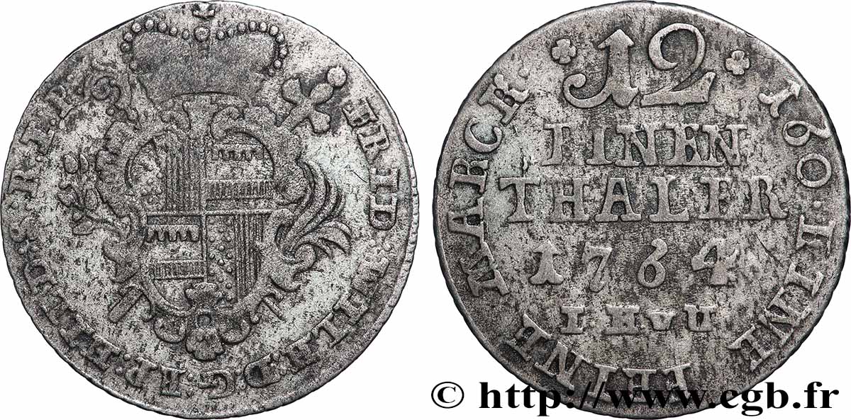 GERMANY - HILDESHEIM 1/12 Thaler Frédérick William de Westfalen 1764  VF 