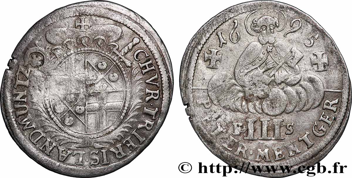 DEUTSCHLAND - TRIER 3 Petermenger (Albus) Jean Hugues de Orsbeck - Principauté épiscopale 1695  SS 
