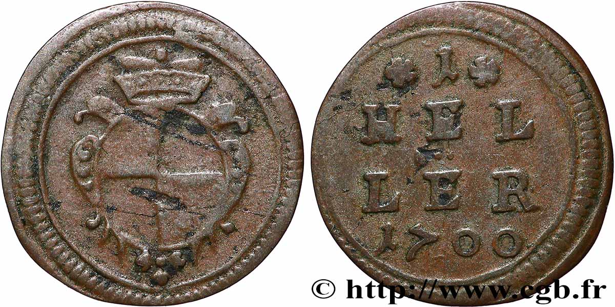 ALLEMAGNE - BRANDEBOURG-BAYREUTH 1 Heller Christian-Ernest 1700 Bayreuth TTB 