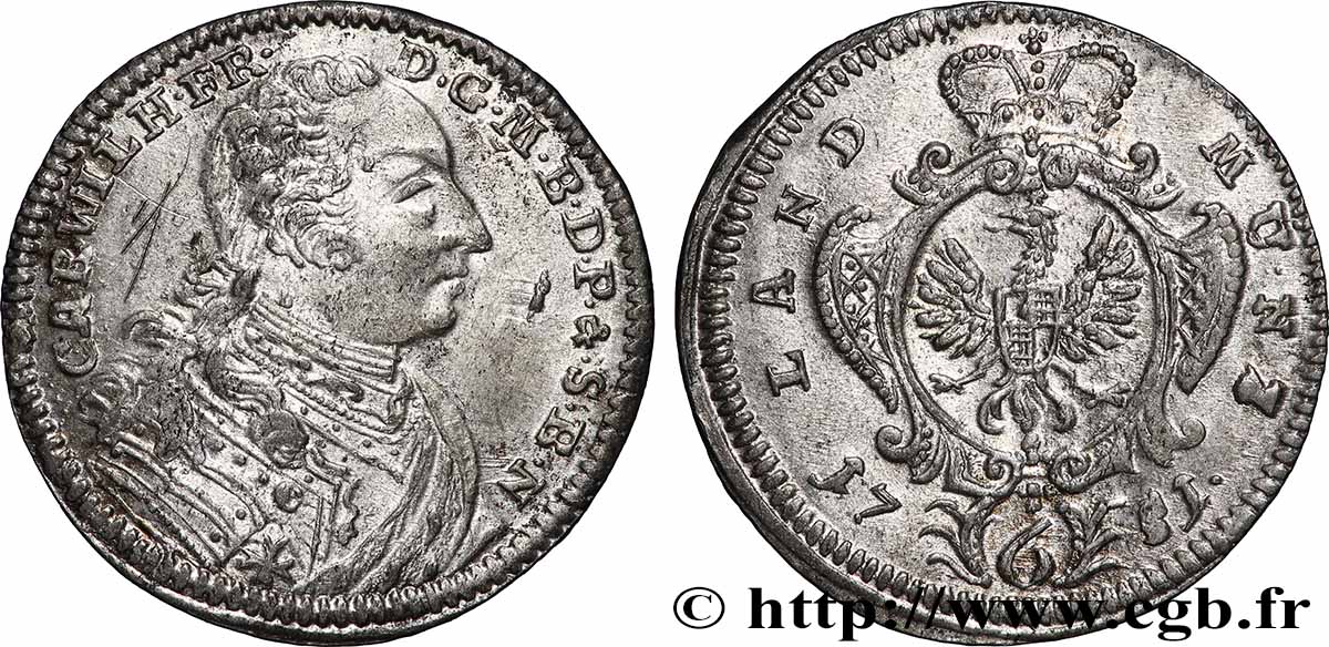 DEUTSCHLAND - BRANDENBURG-ANSBACH 6 Kreuzer - Karl Wilhelm Friedrich 1751 Schwabach fVZ 