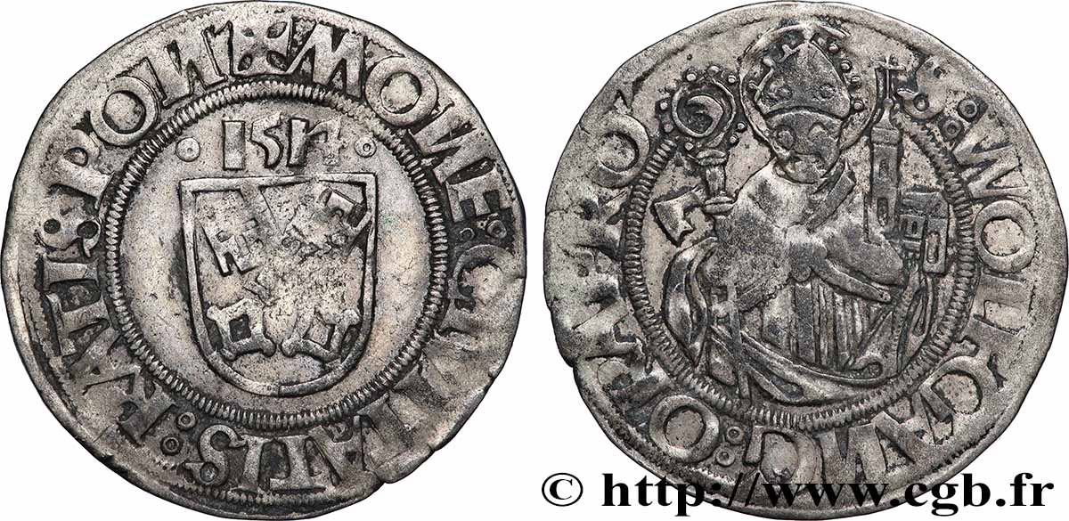 ALLEMAGNE - RATISBONNE 1/2 Batzen 1517  TTB 