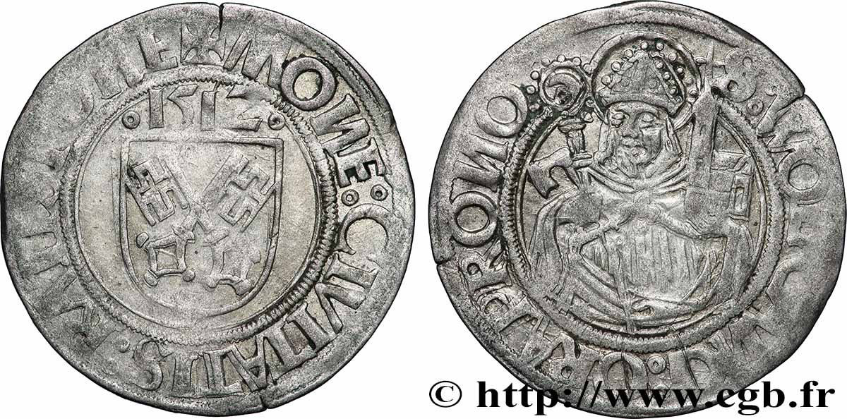 ALLEMAGNE - RATISBONNE 1/2 Batzen 1512  TTB 