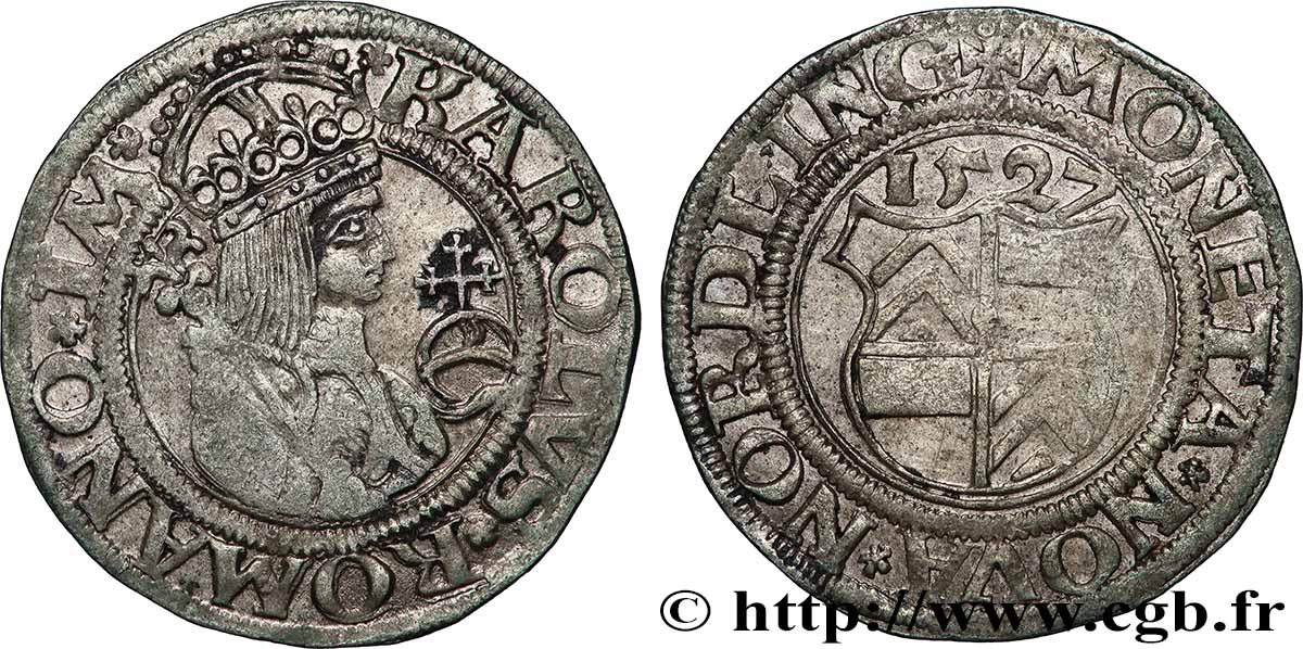 ALEMANIA 1/2 Batzen Charles Quint Norlingue 1527 Norlingue MBC 