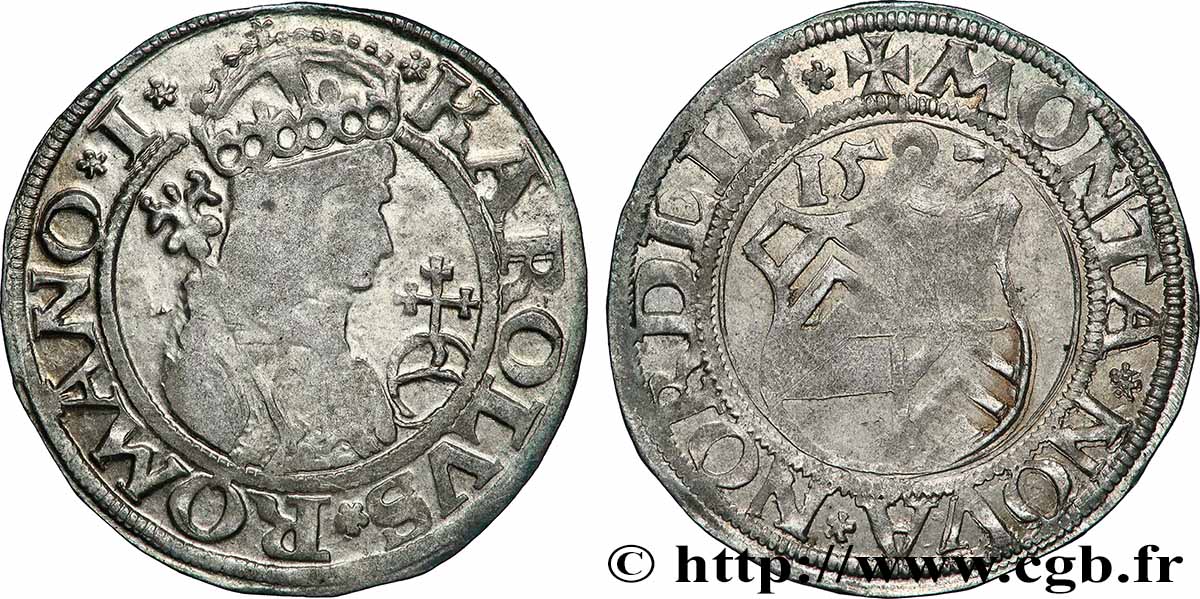 GERMANY 1/2 Batzen Charles Quint Norlingue 1527 Norlingue XF 