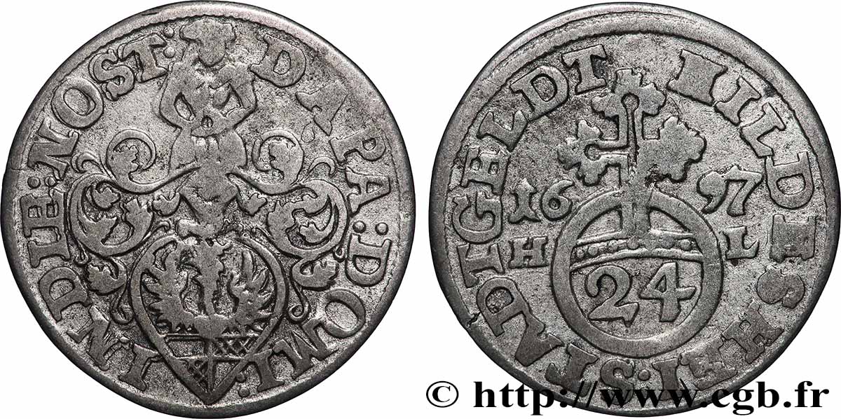 GERMANY - HILDESHEIM 1/24 Thaler 1697  XF 